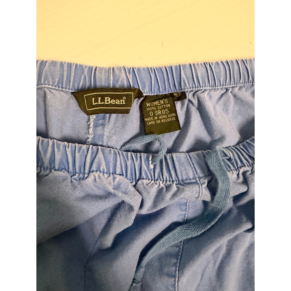 LL Bean Womens Blue Cotton Pull On Shorts 0SR05 Medium